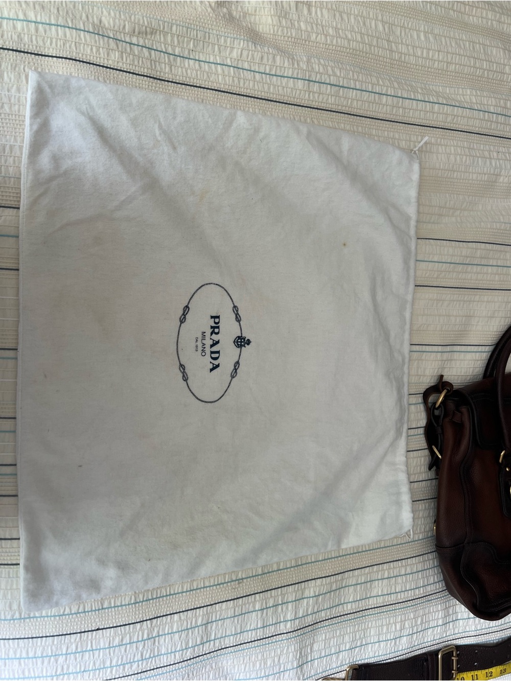 Prada Brown Pebbled Leather Top-Handle/Shoulder Bag/Tote with Gold Hardware - Picture 12 of 16